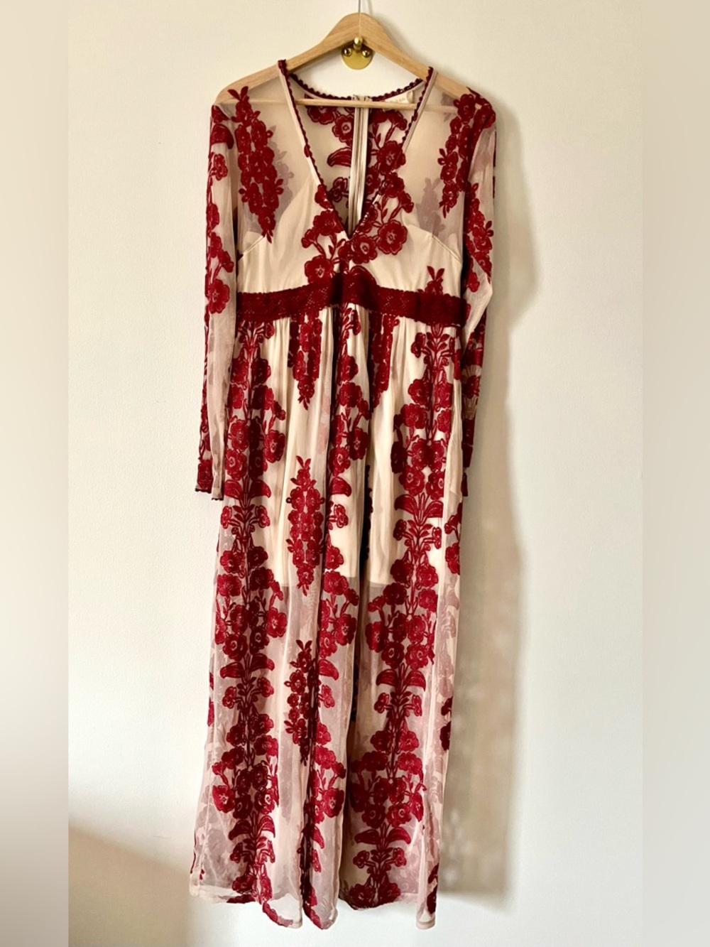 Altar'd State Dusty Rose Lace Sheer Whimsigoth Fairycore Romantic Maxi Dress